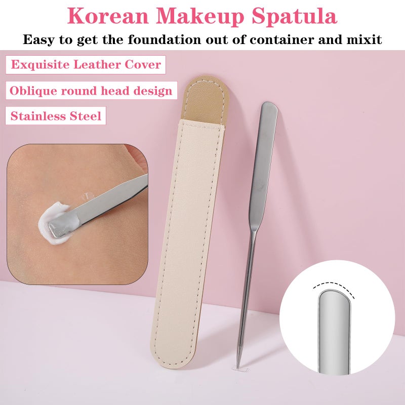 KFHENSOMR 6pcs Professional Makeup Spatula Korean Set Stainless Steel Makeup Palette Acrylic Cosmetic Palette Foundation Spatula Reusable Beauty Tools for Facial Cosmetic Nail Art Pigment Blending - Image 3